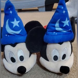 Disney Blue and Black Mickey Mouse Wizard Hat Slippers